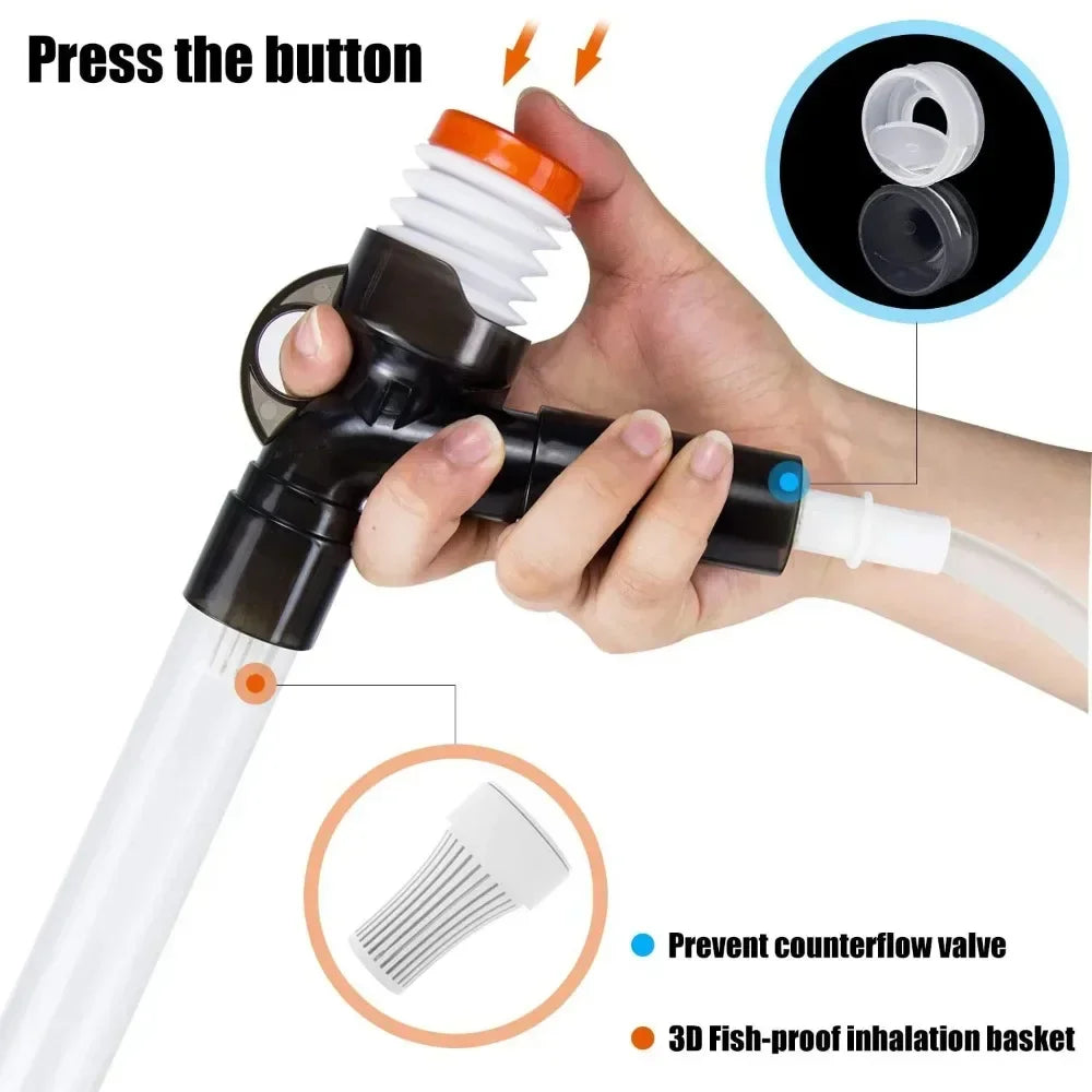 Press-Type Aquarium Water Change Pump with Gravel Cleaner & Glass Scraper