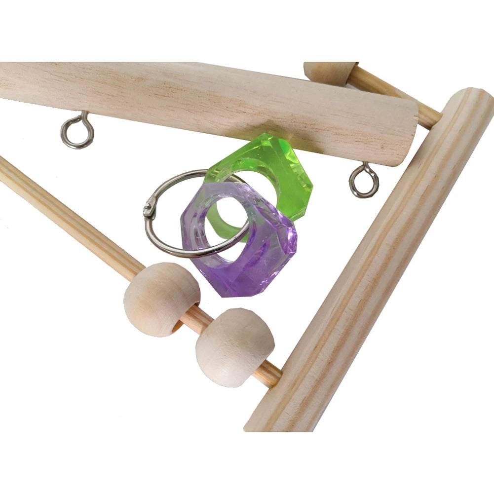 Bird Swing Toy | Wooden Parrot Perch Stand with Chewing Beads for Budgie Birds