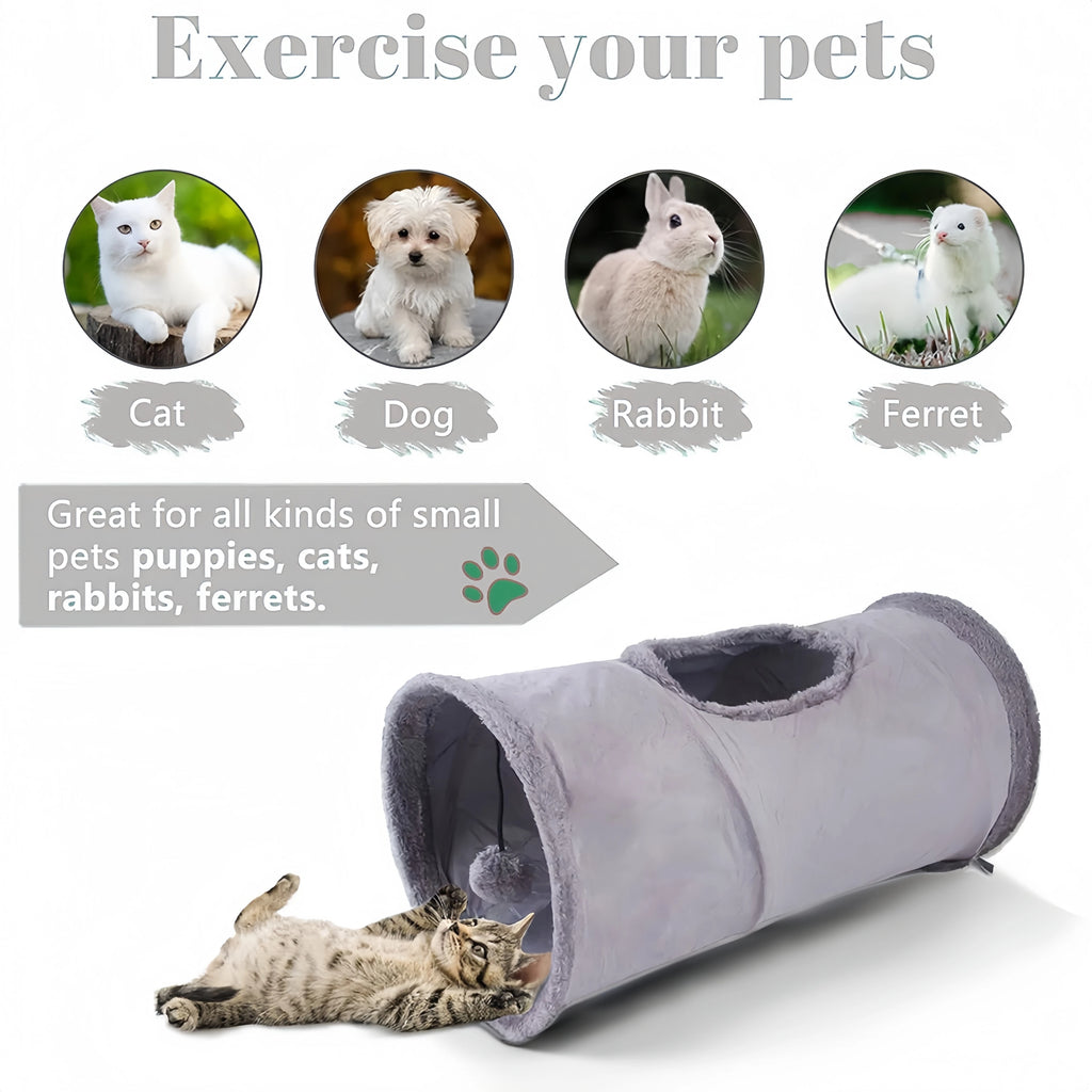 Foldable Cat Tunnel Tube Interactive Training Toy for Kittens and Puppies