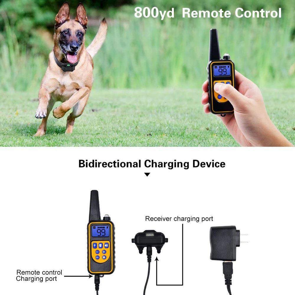 Waterproof Electric Dog Training Collar with Remote – Rechargeable Anti-Bark Device for All Dog Sizes