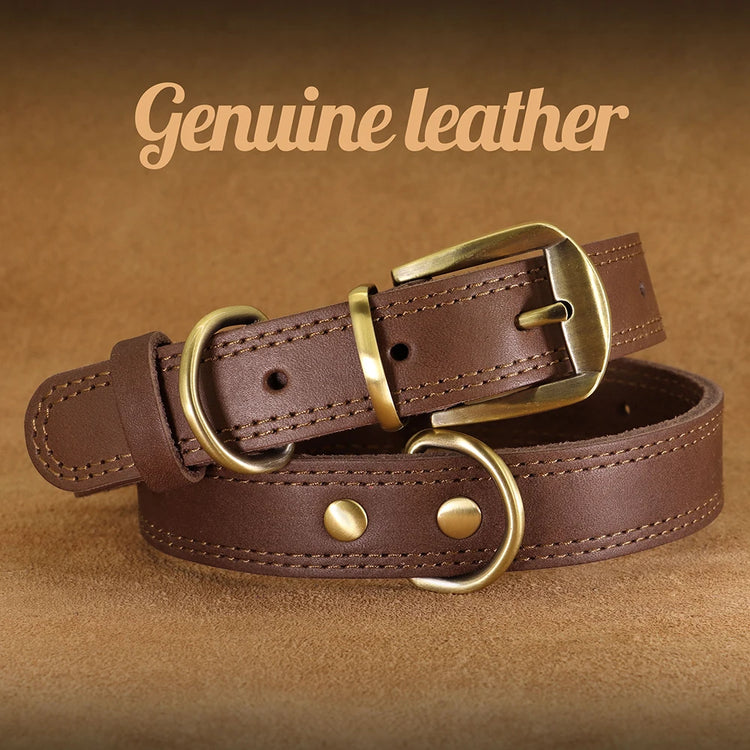 Durable Real Leather Dog Collar – Adjustable & Heavy-Duty for Medium to Large Dogs