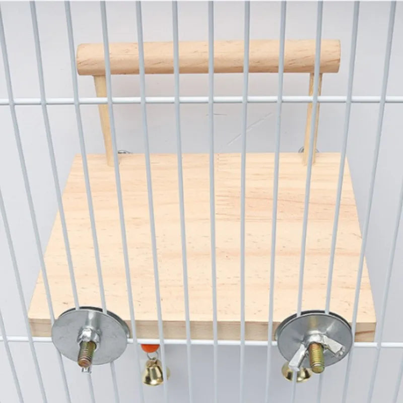 Bird Swing Toy | Wooden Parrot Perch Stand with Chewing Beads | Cage Playground for Budgie Birds