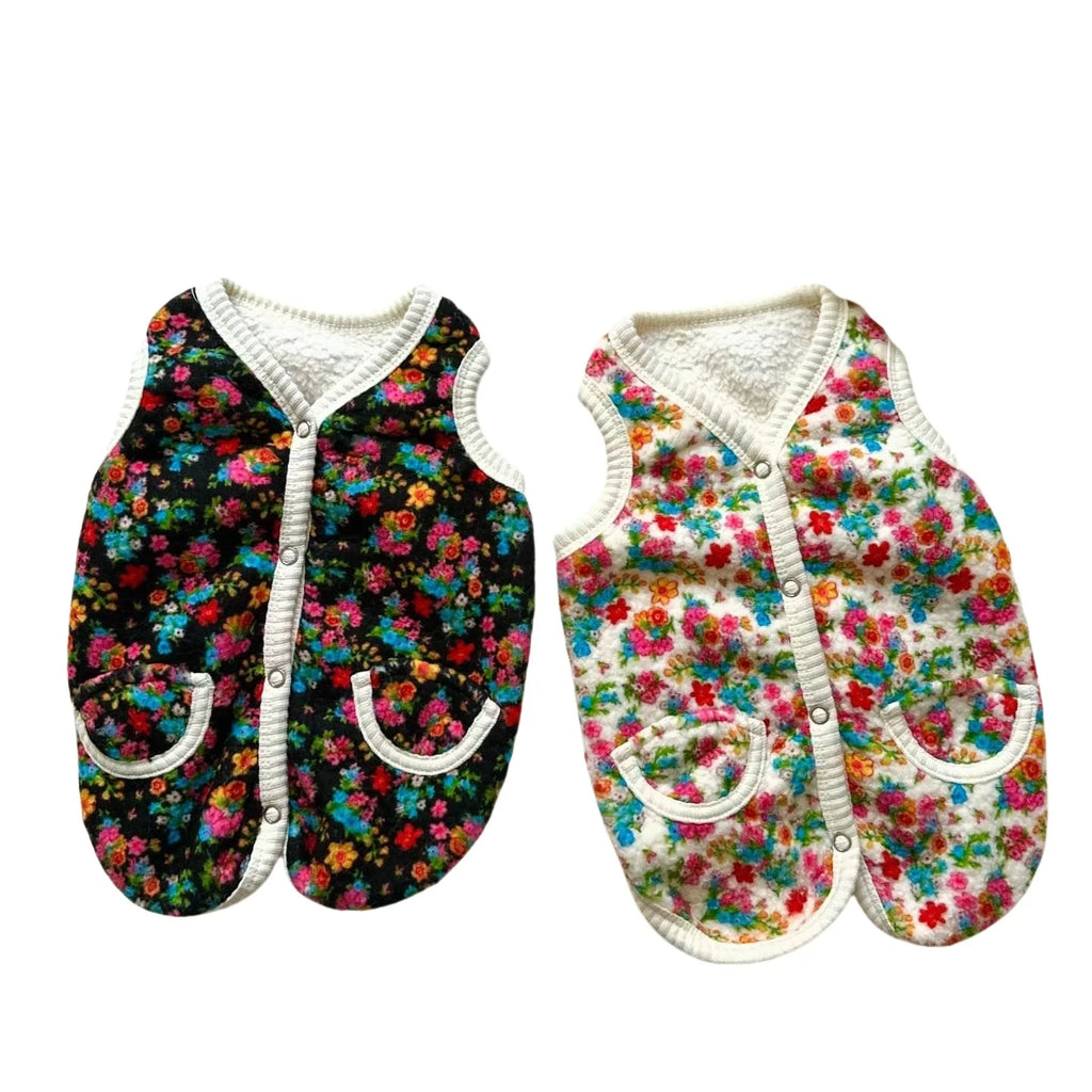 Cotton Pet Dog Clothes Pet Classic Shabby Flower Coat Bichon Winter Clothes Teddy Warm Vest Pretty Puppy Clothing Small Dogs